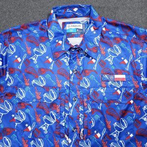 Magellan Fishing Shirt Mens Medium Blue Grill Tomahawk Steak Kabob Texas Relaxed